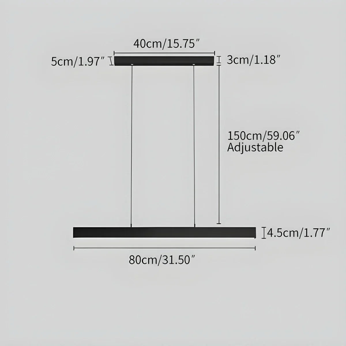 Pendant Light Aluminium Integrated LED Black Kitchen Island Dining Table Minimalist Linear Ceiling Light Adjustable | Thomler