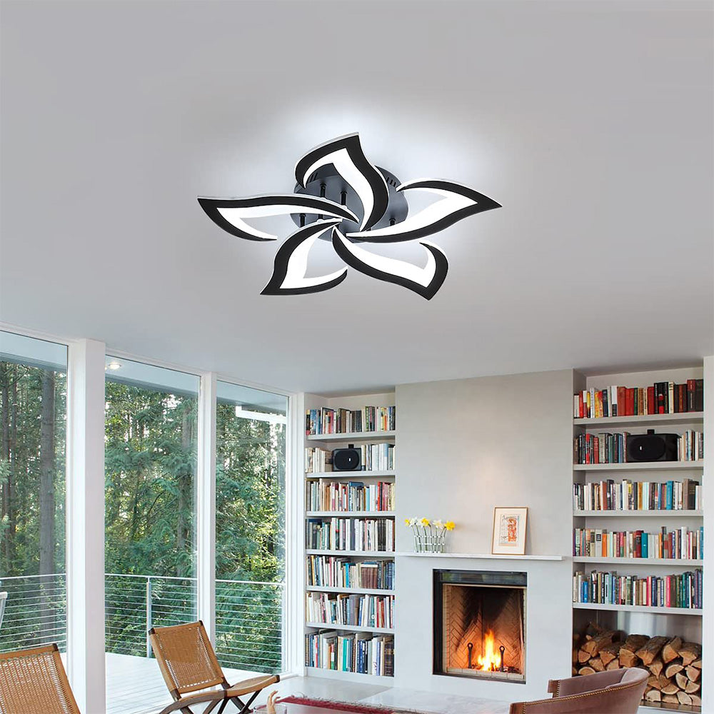 Ceiling Lamp Metal Acrylic 55.0 cm Black LED Living Room Bedroom Flower Design Flush Mount Lighting | Thomler