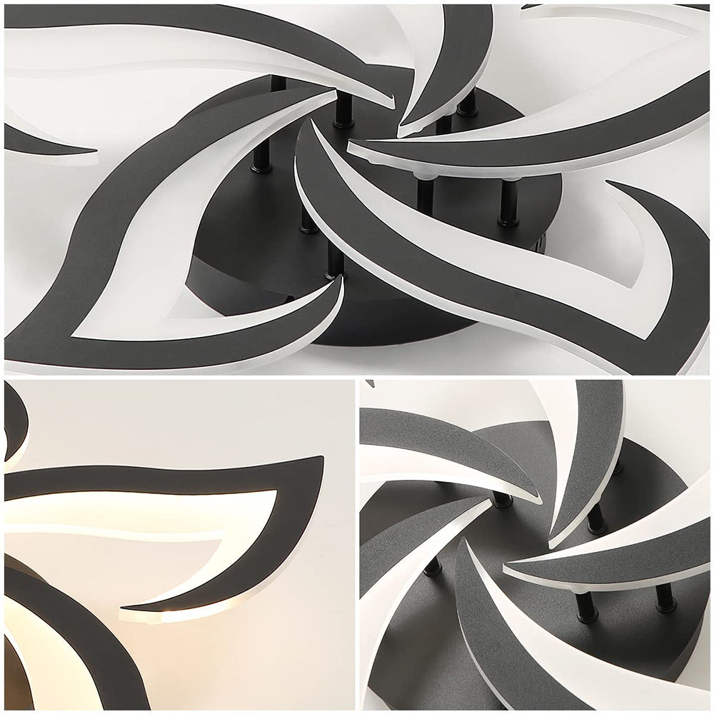 Ceiling Lamp Metal Acrylic 55.0 cm Black LED Living Room Bedroom Flower Design Flush Mount Lighting | Thomler