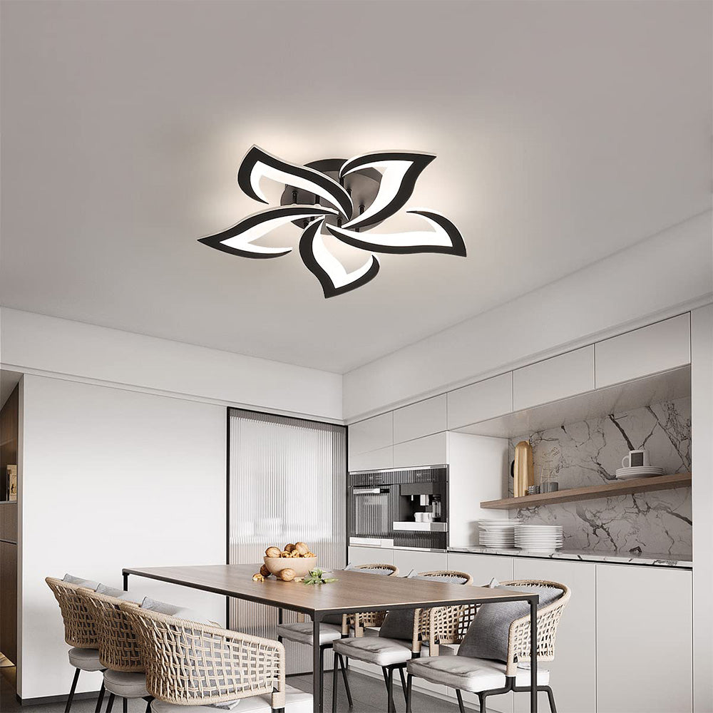 Ceiling Lamp Metal Acrylic 55.0 cm Black LED Living Room Bedroom Flower Design Flush Mount Lighting | Thomler