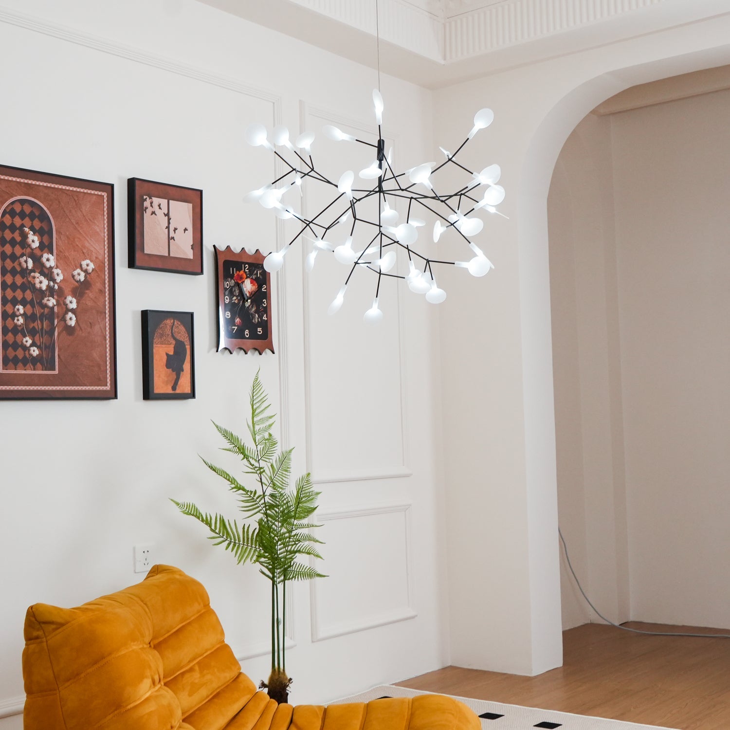 Black Firefly LED Chandelier 38.6 in Decorative Ceiling Light Warm Ambient Lighting Modern Living Room Bedroom Dining Area | Thomler