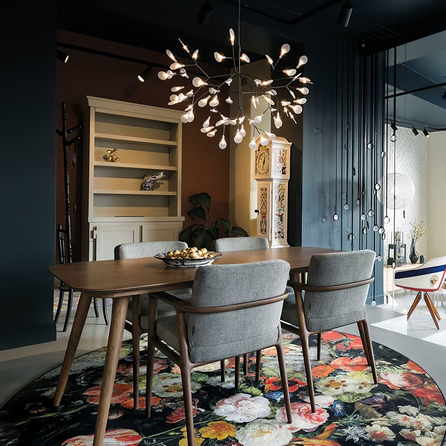 Black Firefly LED Chandelier 38.6 in Decorative Ceiling Light Warm Ambient Lighting Modern Living Room Bedroom Dining Area | Thomler
