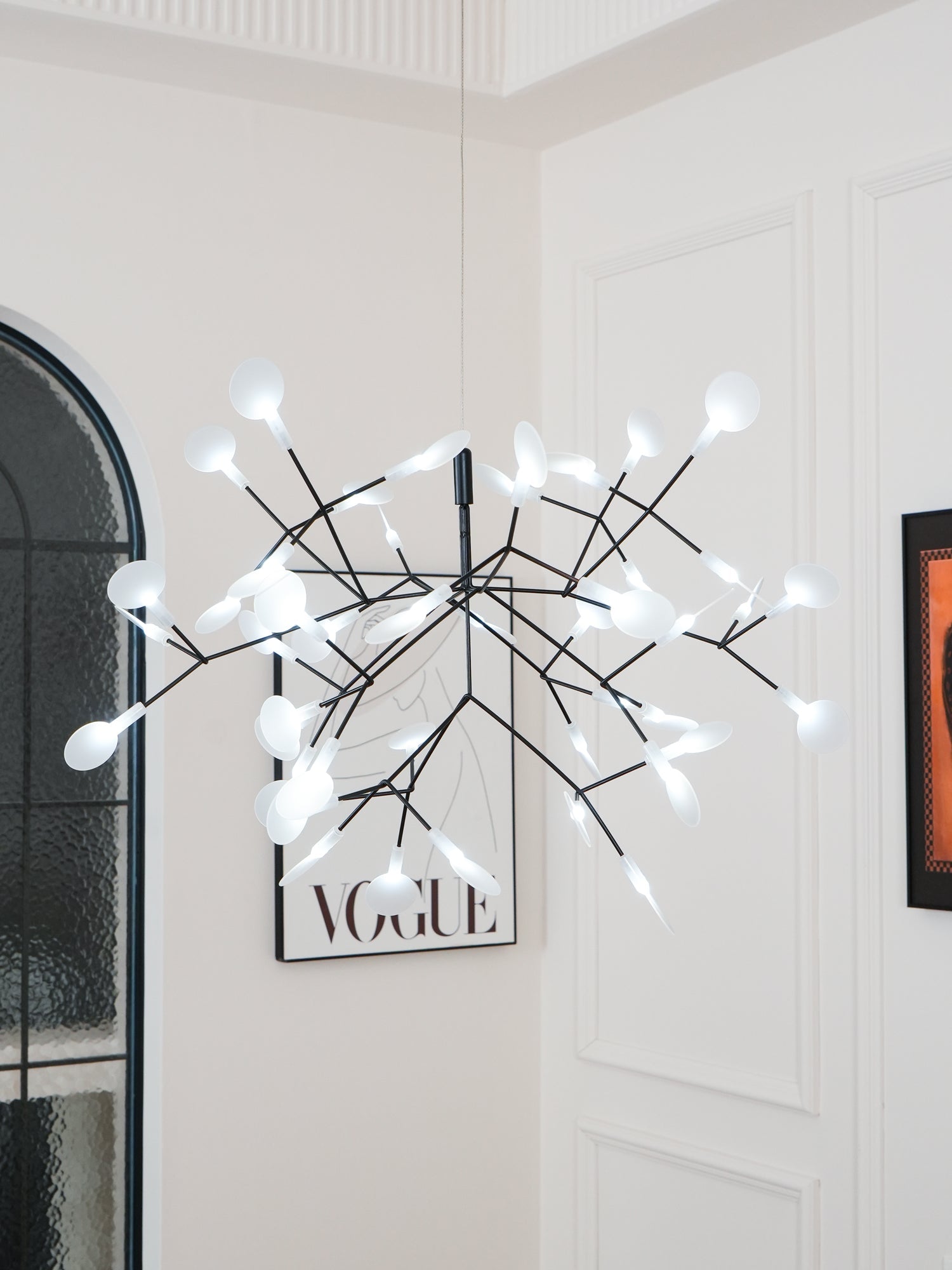 Black Firefly LED Chandelier 38.6 in Decorative Ceiling Light Warm Ambient Lighting Modern Living Room Bedroom Dining Area | Thomler