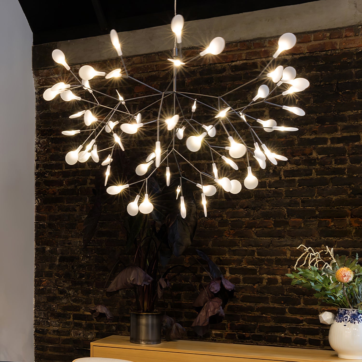 Black Firefly LED Chandelier 38.6 in Decorative Ceiling Light Warm Ambient Lighting Modern Living Room Bedroom Dining Area | Thomler