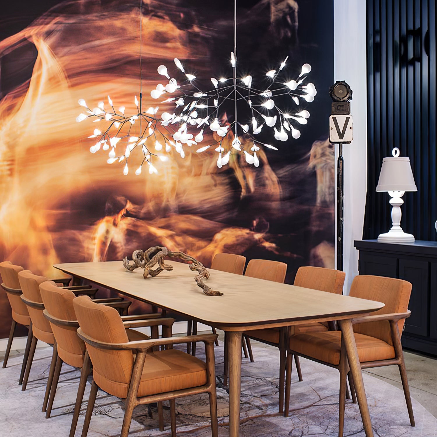 Black Firefly LED Chandelier 38.6 in Decorative Ceiling Light Warm Ambient Lighting Modern Living Room Bedroom Dining Area | Thomler