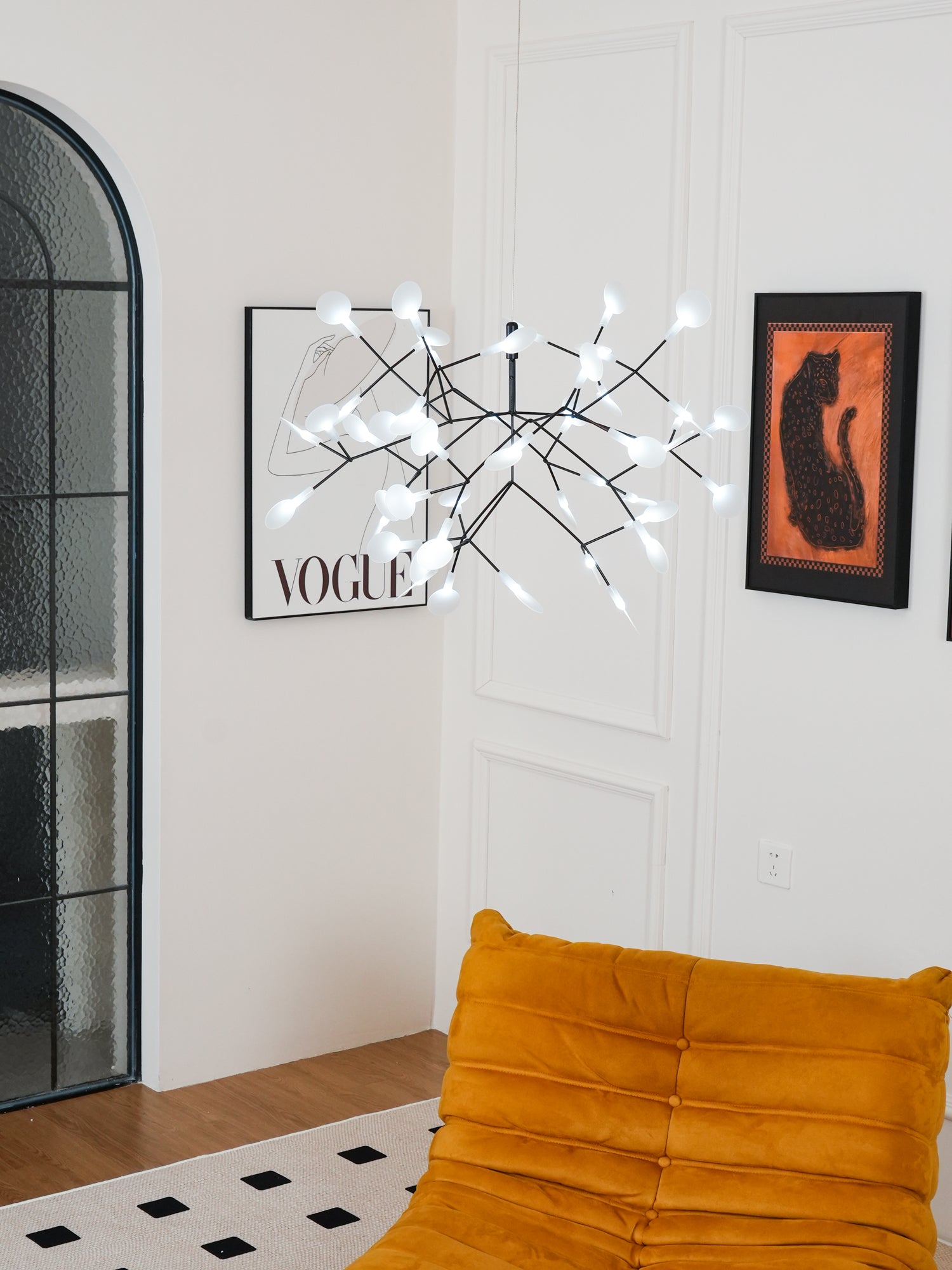 Black Firefly LED Chandelier 38.6 in Decorative Ceiling Light Warm Ambient Lighting Modern Living Room Bedroom Dining Area | Thomler
