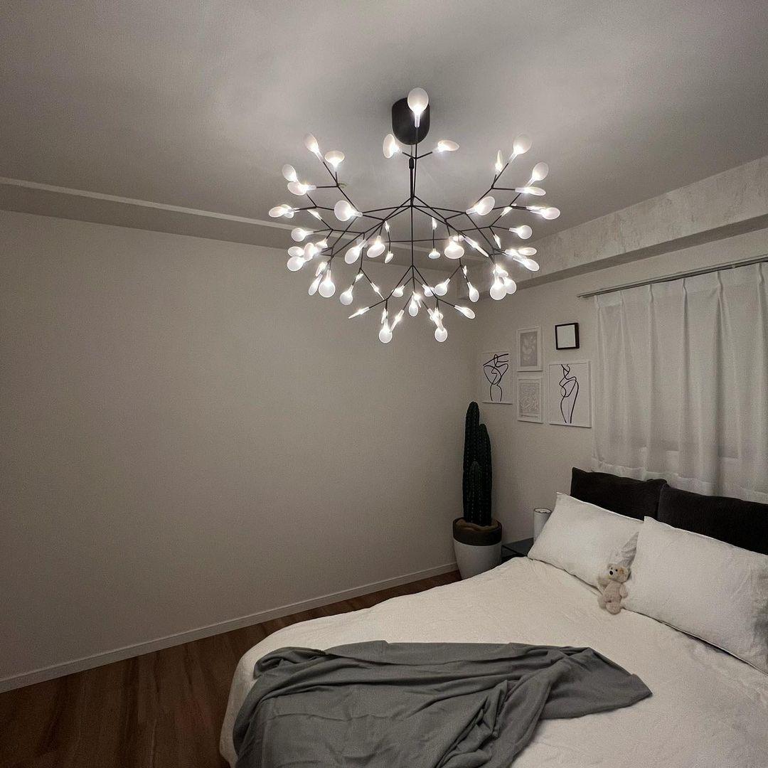 Black Firefly LED Chandelier 38.6 in Decorative Ceiling Light Warm Ambient Lighting Modern Living Room Bedroom Dining Area | Thomler