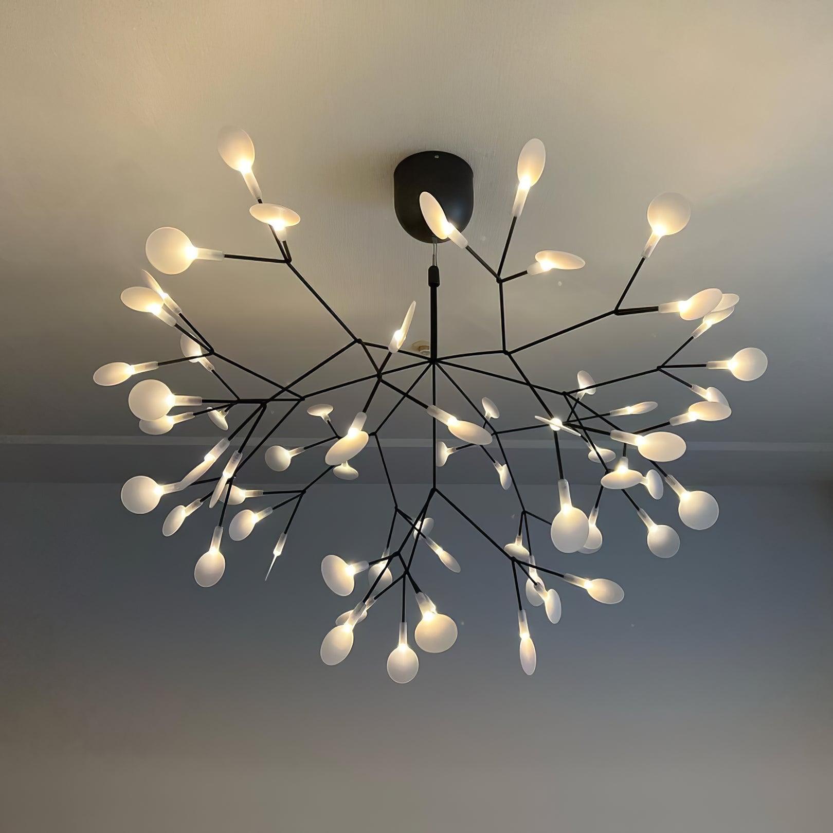 Black Firefly LED Chandelier 38.6 in Decorative Ceiling Light Warm Ambient Lighting Modern Living Room Bedroom Dining Area | Thomler