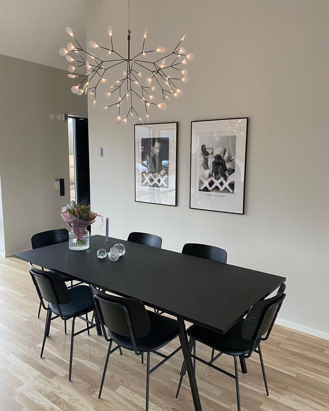 Black Firefly LED Chandelier 38.6 in Decorative Ceiling Light Warm Ambient Lighting Modern Living Room Bedroom Dining Area | Thomler