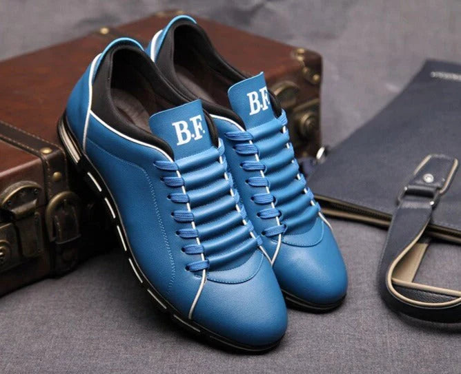 Men's Low-Top Lace-Up Sneakers PU Leather Casual Athletic Shoes Flat Rubber Sole for Everyday Work Gym Tennis | Thomler
