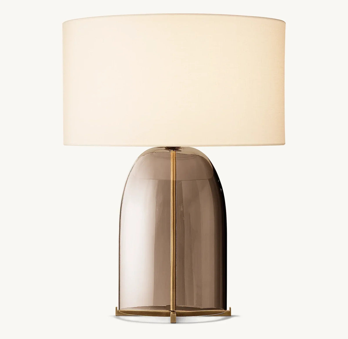 Amber Glass Table Lamp with Oval Linen Shade | Mid-Century Modern Lighting for Bedroom Living Room Nightstand | Handcrafted Flame-Polished | Thomler