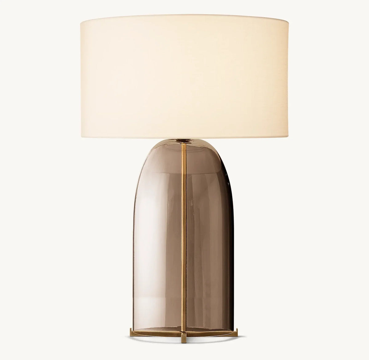 Amber Glass Table Lamp with Oval Linen Shade | Mid-Century Modern Lighting for Bedroom Living Room Nightstand | Handcrafted Flame-Polished | Thomler
