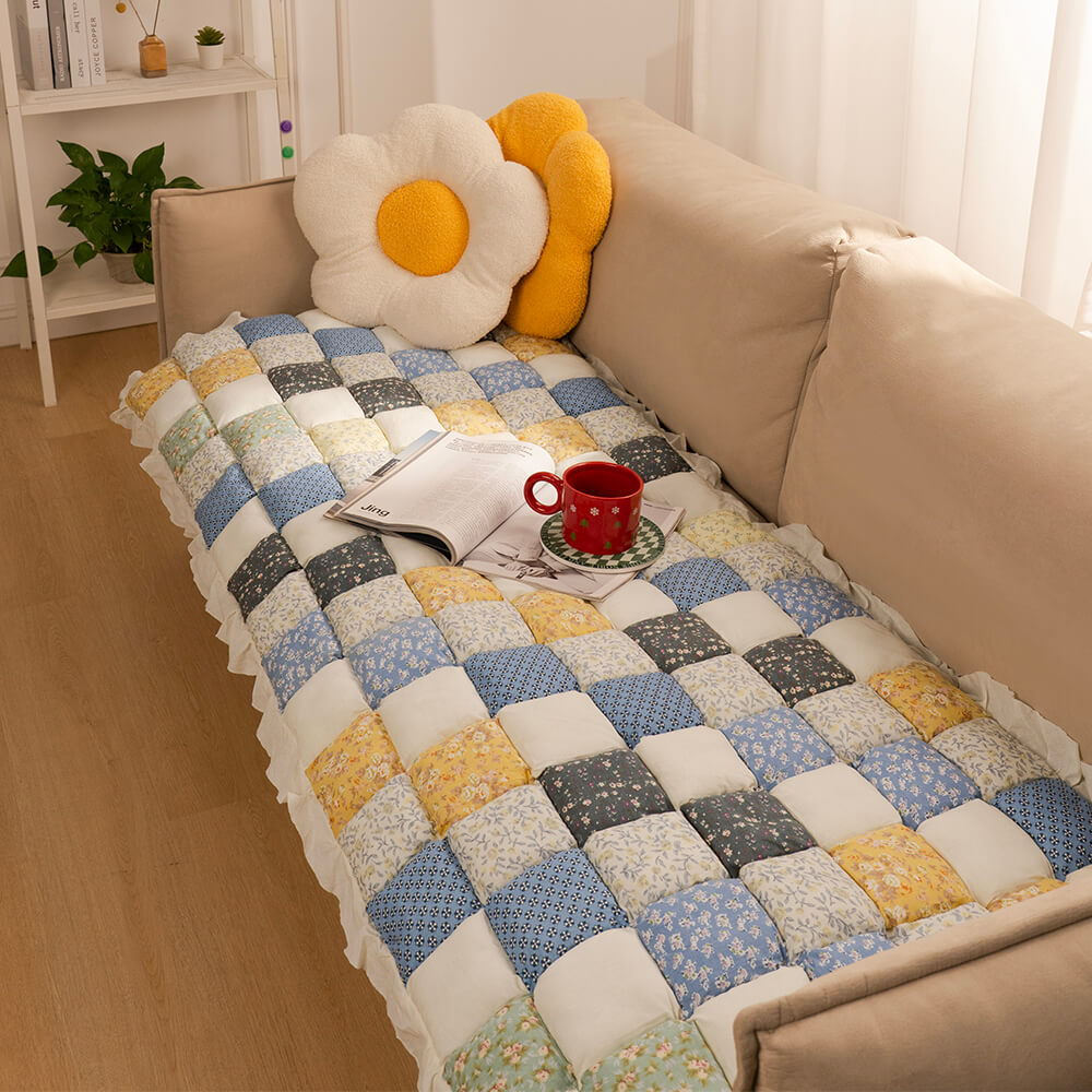 Quilted Cotton Furniture Protector Cover Anti-Slip Couch Cushion Pad for Sofa Chair Loveseat Pet-Friendly Washable Mat for Living Room | Thomler