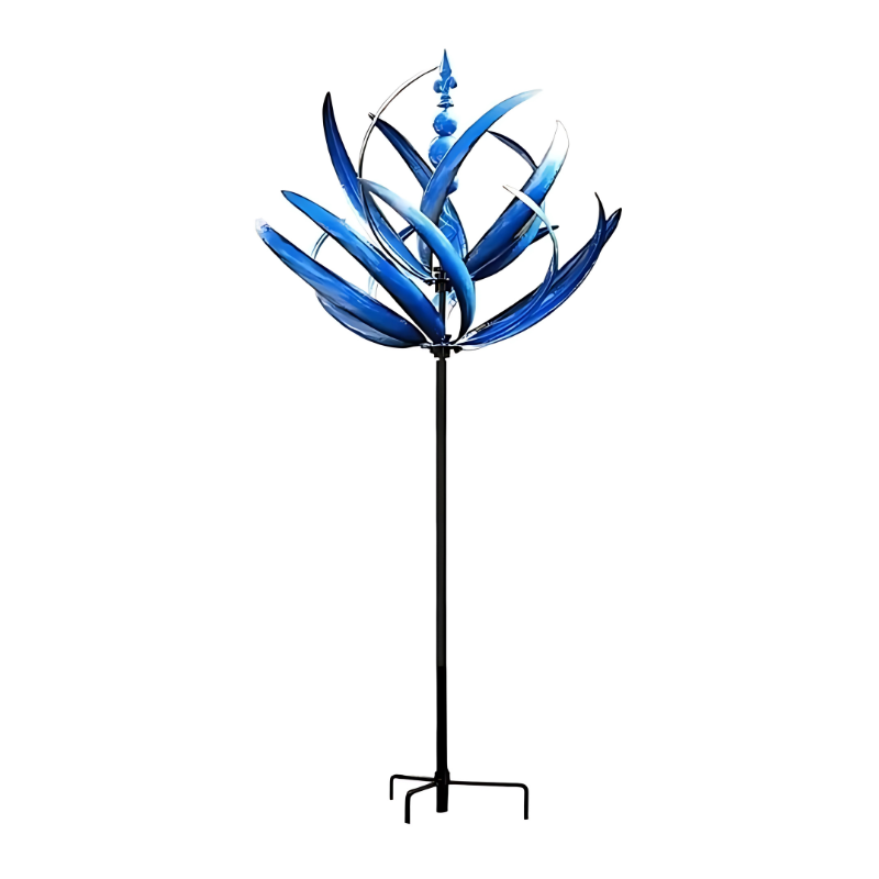Rotating Metal Wind Spinner Garden Stake with Reflective Spiral Design for Outdoor Yard Decor | Colorful Solar Light Catcher Kinetic | Thomler