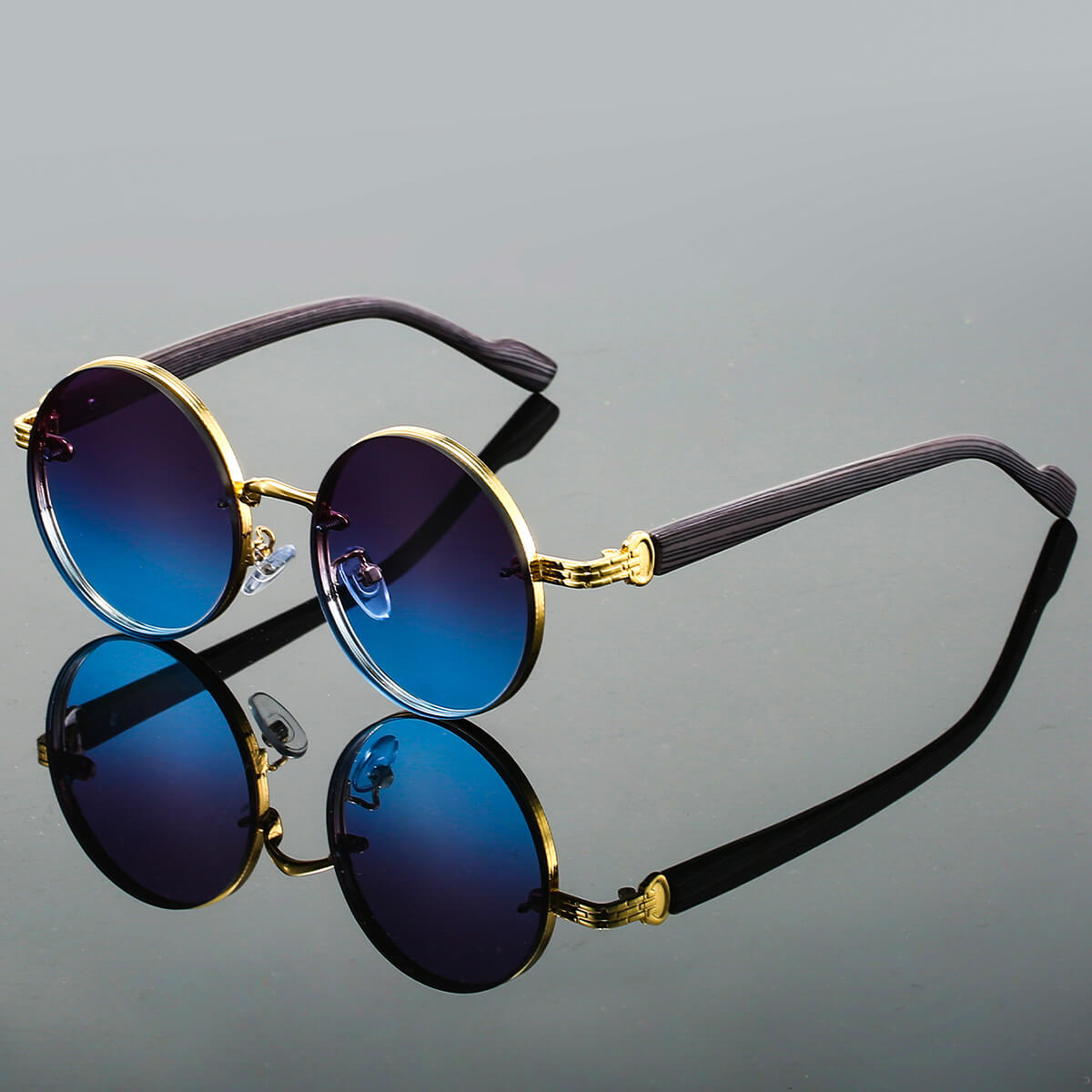 Round Vintage Sunglasses UV400 Protection Lightweight Metal Frame Gradient Lenses Retro Circle Shades for Women Men Festival Beach | Thomler