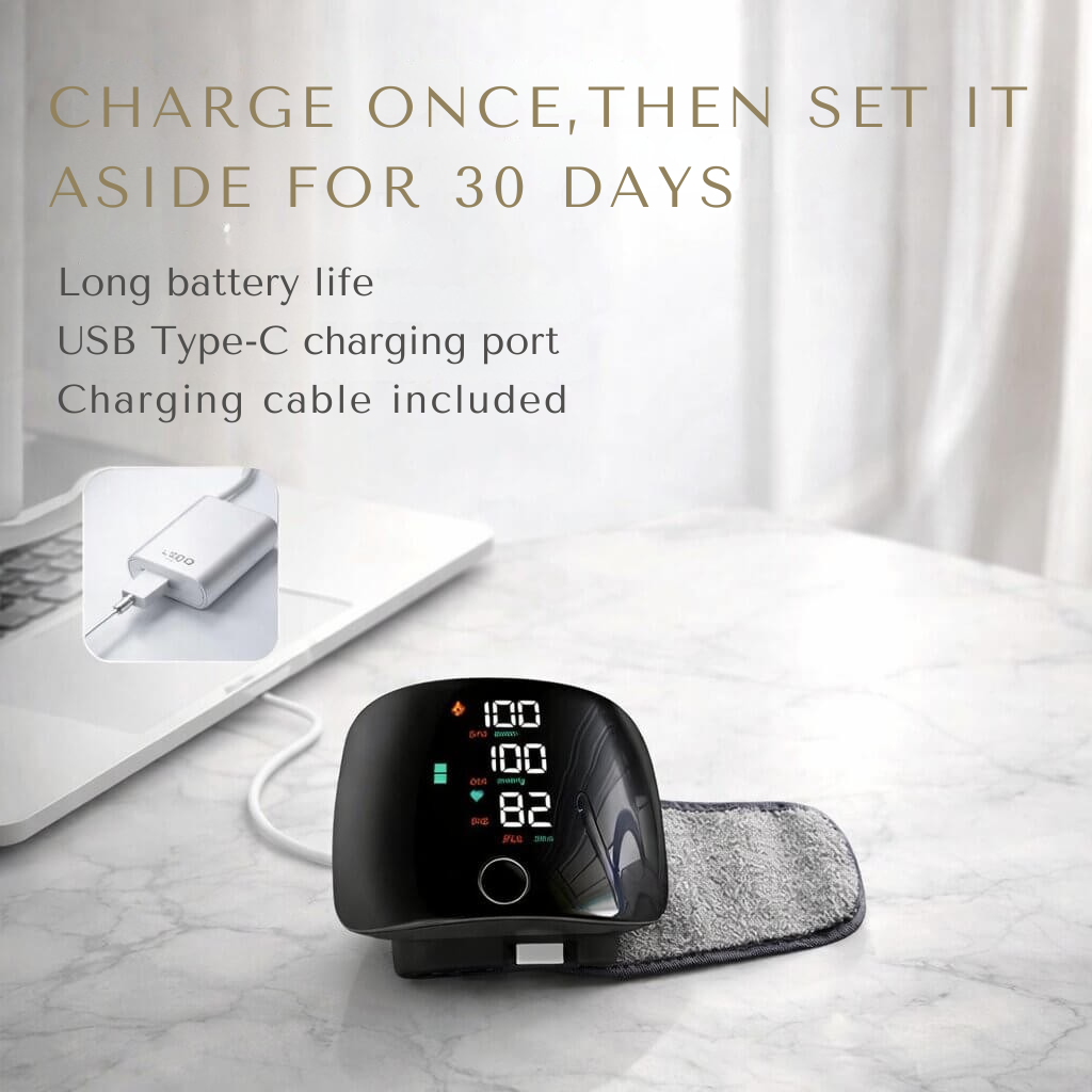 Rechargeable Wrist Blood Pressure Monitor with Voice Readout and Touch Screen for Home Health Tracking | Thomler