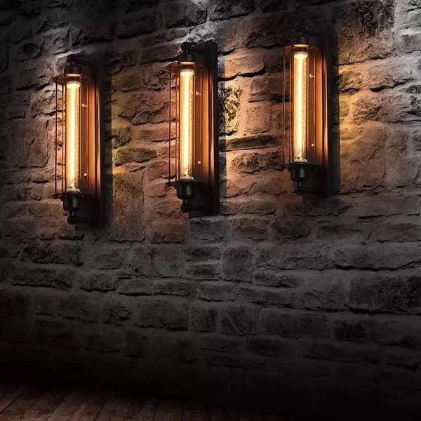 Retro Iron Wall Sconce with Black Finish for Living Room, Bedroom, Hallway, Dining Room & Bar Decor | Industrial Farmhouse Lighting Fixture | Thomler