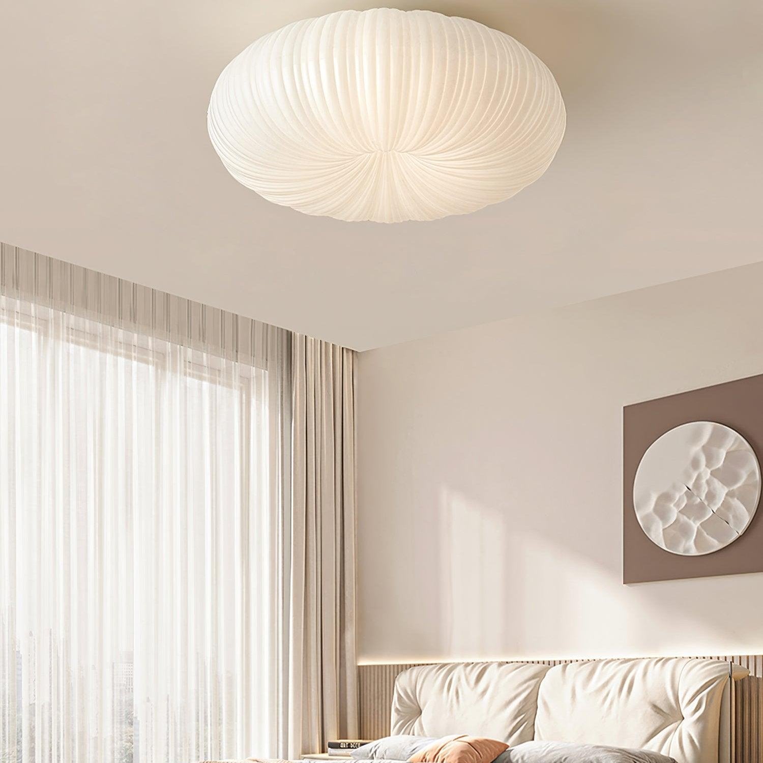 Ceiling Lamp Metal PE Acrylic 55.0 cm White Living Room Dimmable Remote Control LED Flush Mount Light | Thomler