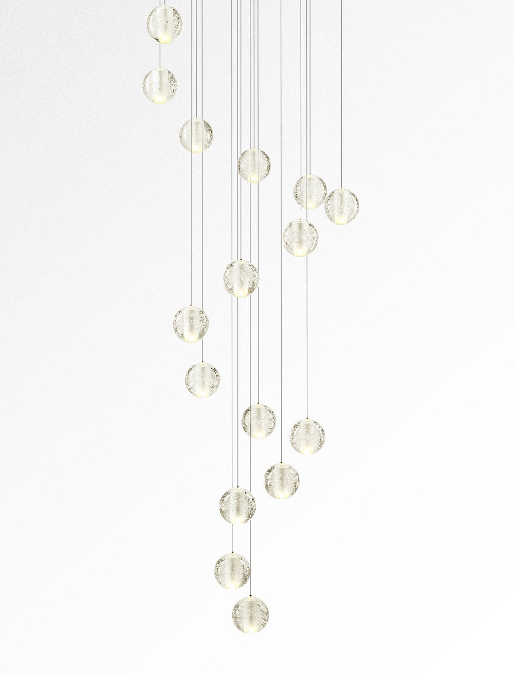 Spherical Glass Globe Multi-Drop Hanging Fixture – Adjustable Stairwell & Entryway Chandelier with Chrome Hardware | Thomler