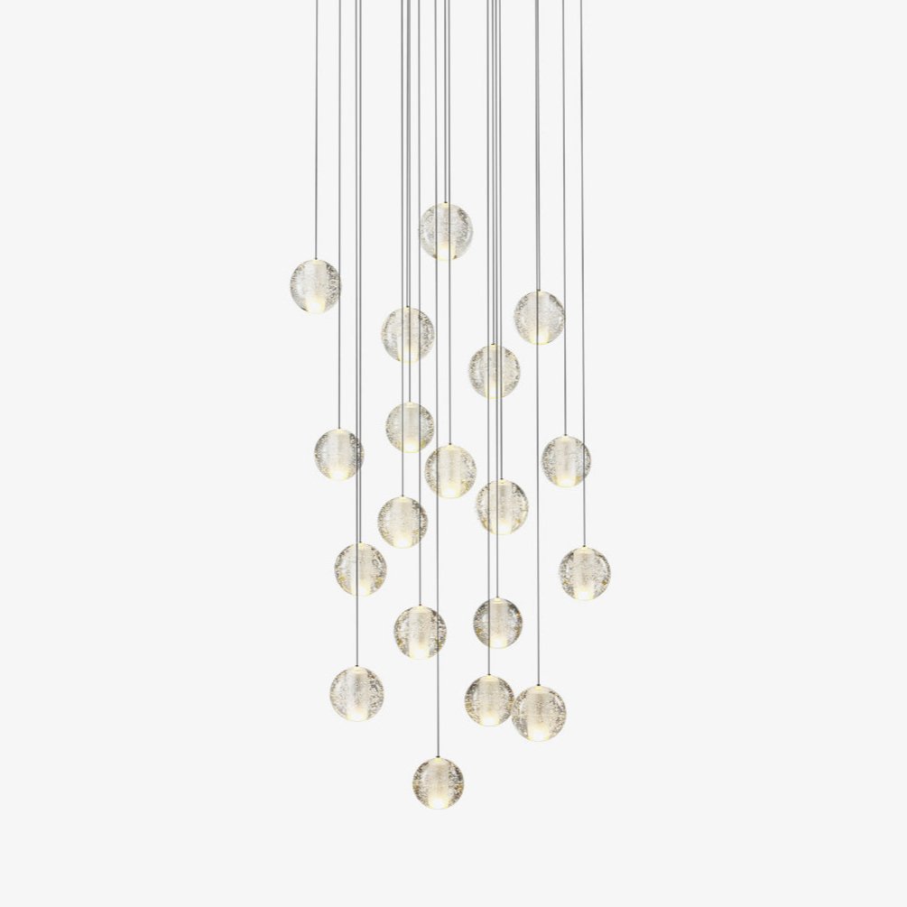Spherical Glass Globe Multi-Drop Hanging Fixture – Adjustable Stairwell & Entryway Chandelier with Chrome Hardware | Thomler