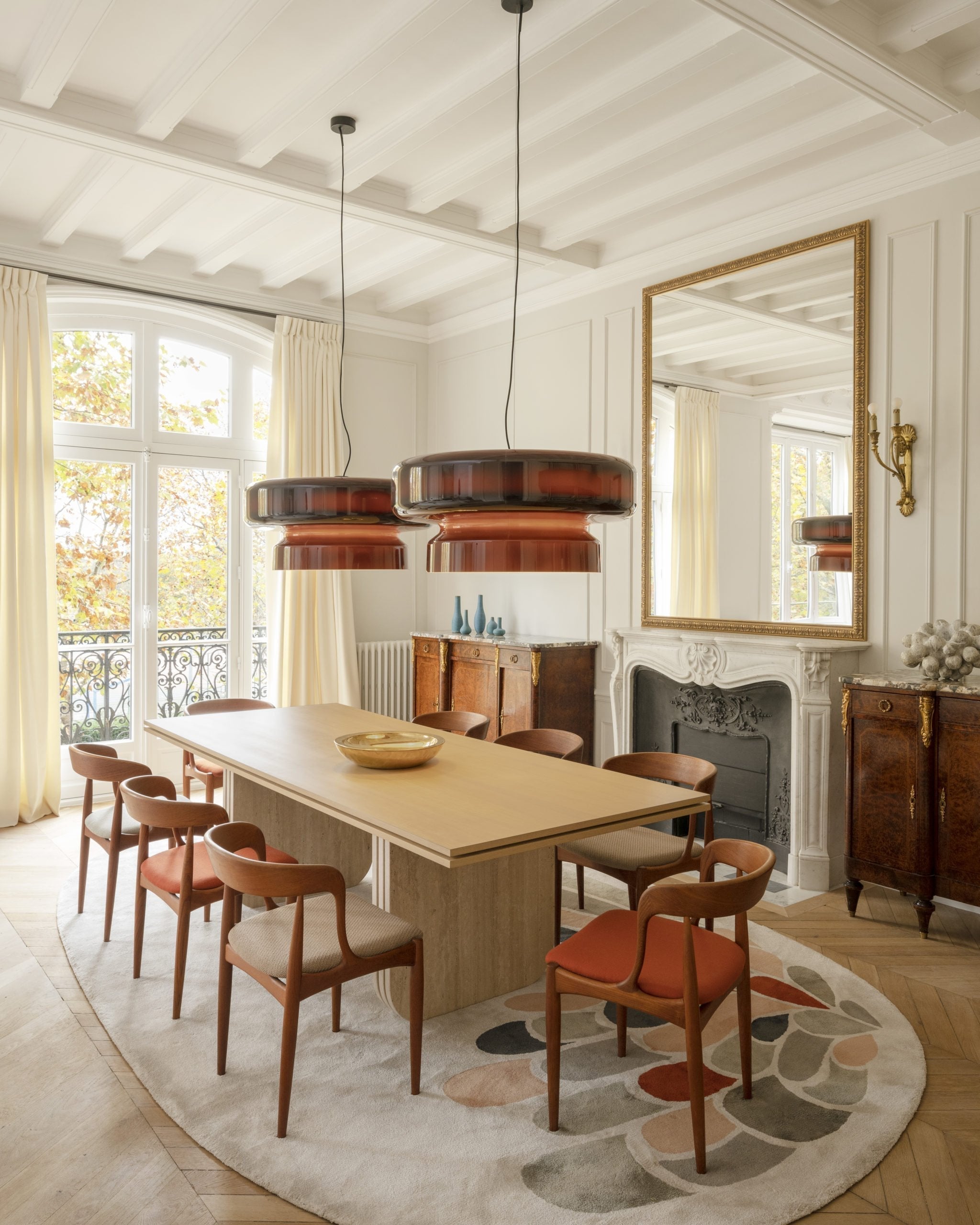 Pendant Light Glass Metal LED 40.0 cm Adjustable Brown Dining Room Kitchen Island Ceiling Lamp | Thomler