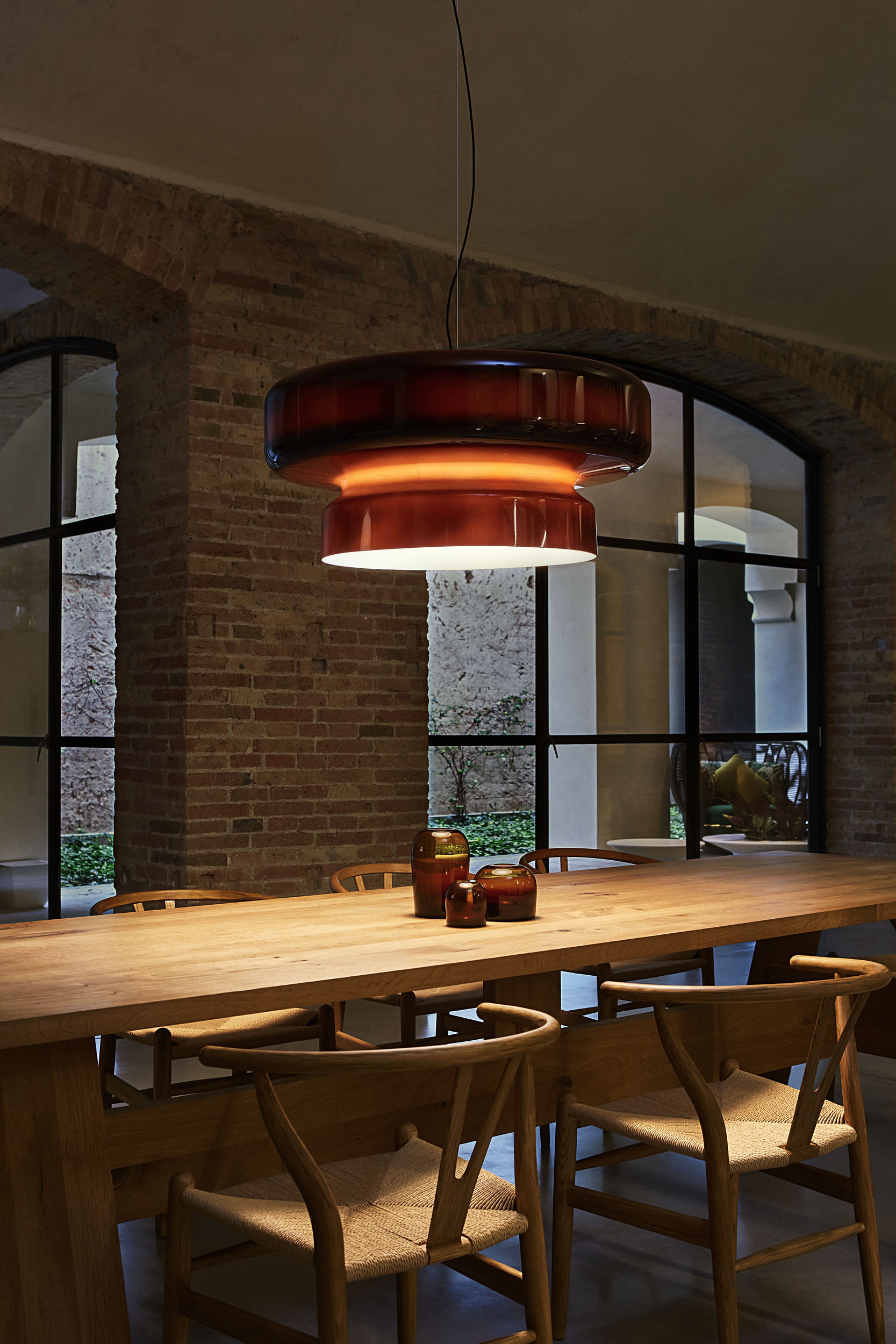 Pendant Light Glass Metal LED 40.0 cm Adjustable Brown Dining Room Kitchen Island Ceiling Lamp | Thomler