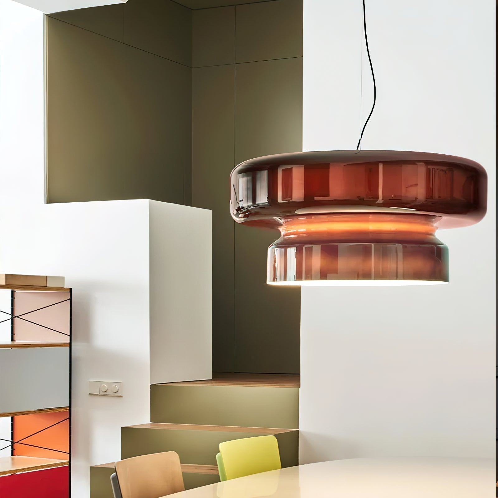 Pendant Light Glass Metal LED 40.0 cm Adjustable Brown Dining Room Kitchen Island Ceiling Lamp | Thomler