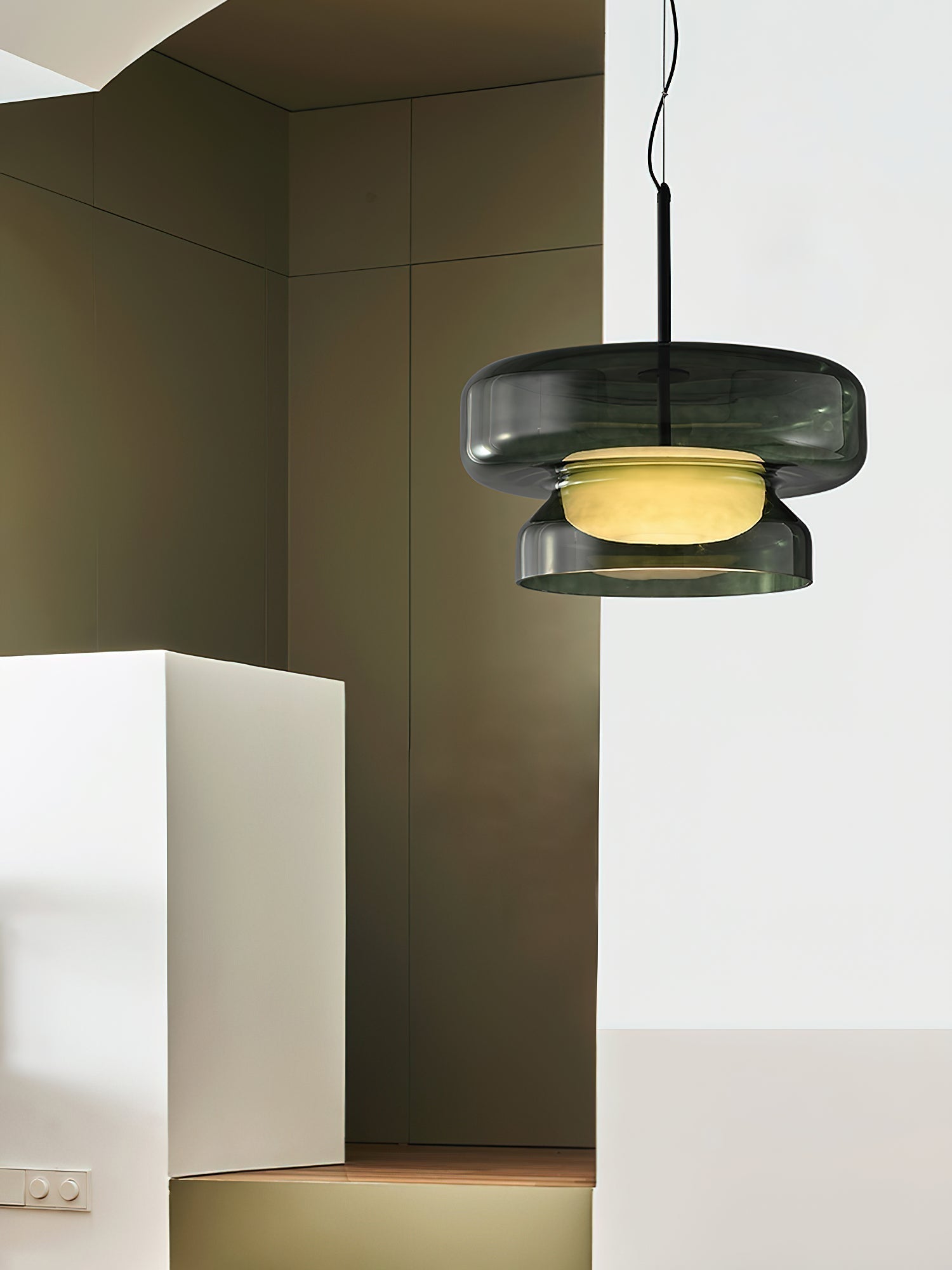 Pendant Light Glass Metal LED 40.0 cm Adjustable Brown Dining Room Kitchen Island Ceiling Lamp | Thomler