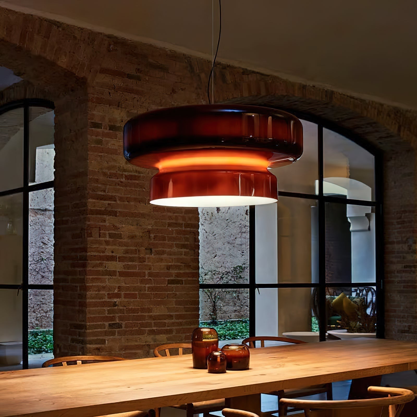 Pendant Light Glass Metal LED 40.0 cm Adjustable Brown Dining Room Kitchen Island Ceiling Lamp | Thomler