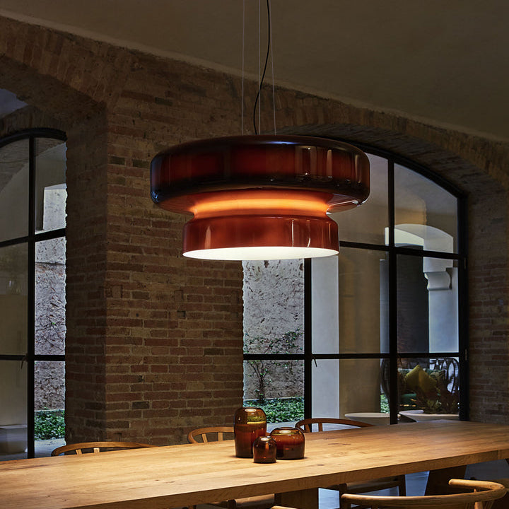 Pendant Light Cast Glass 40.0 cm Chrome Dining Room Kitchen Island Hanging Ceiling Lamp Adjustable E27 | Thomler