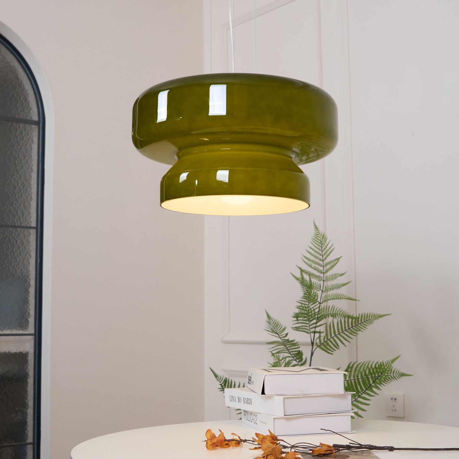 Pendant Light Cast Glass 40.0 cm Chrome Dining Room Kitchen Island Hanging Ceiling Lamp Adjustable E27 | Thomler