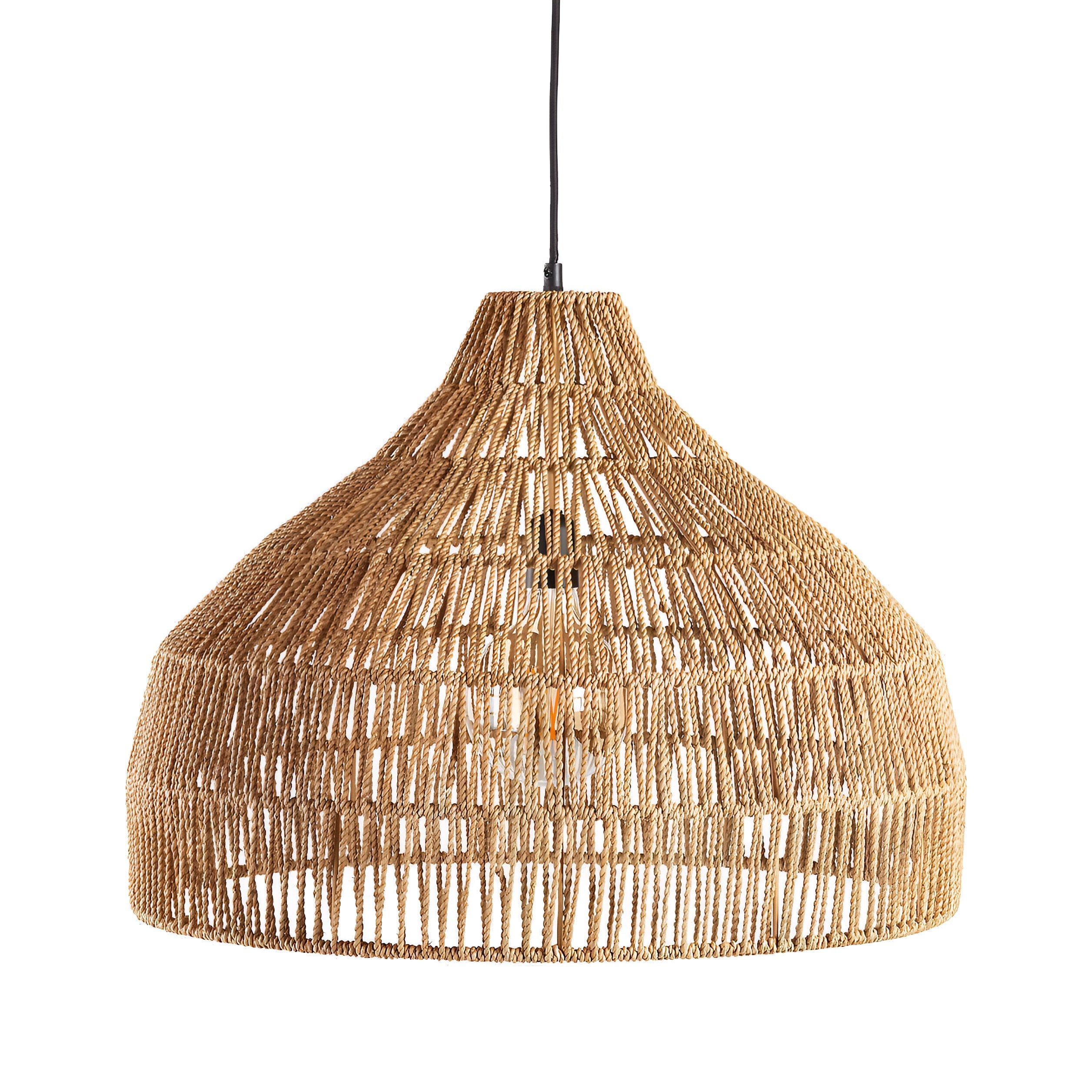 Pendant Light Rattan 23.6 in Adjustable Hanging Dining Room Kitchen Island Boho Ceiling Lamp Natural Woven Shade | Thomler