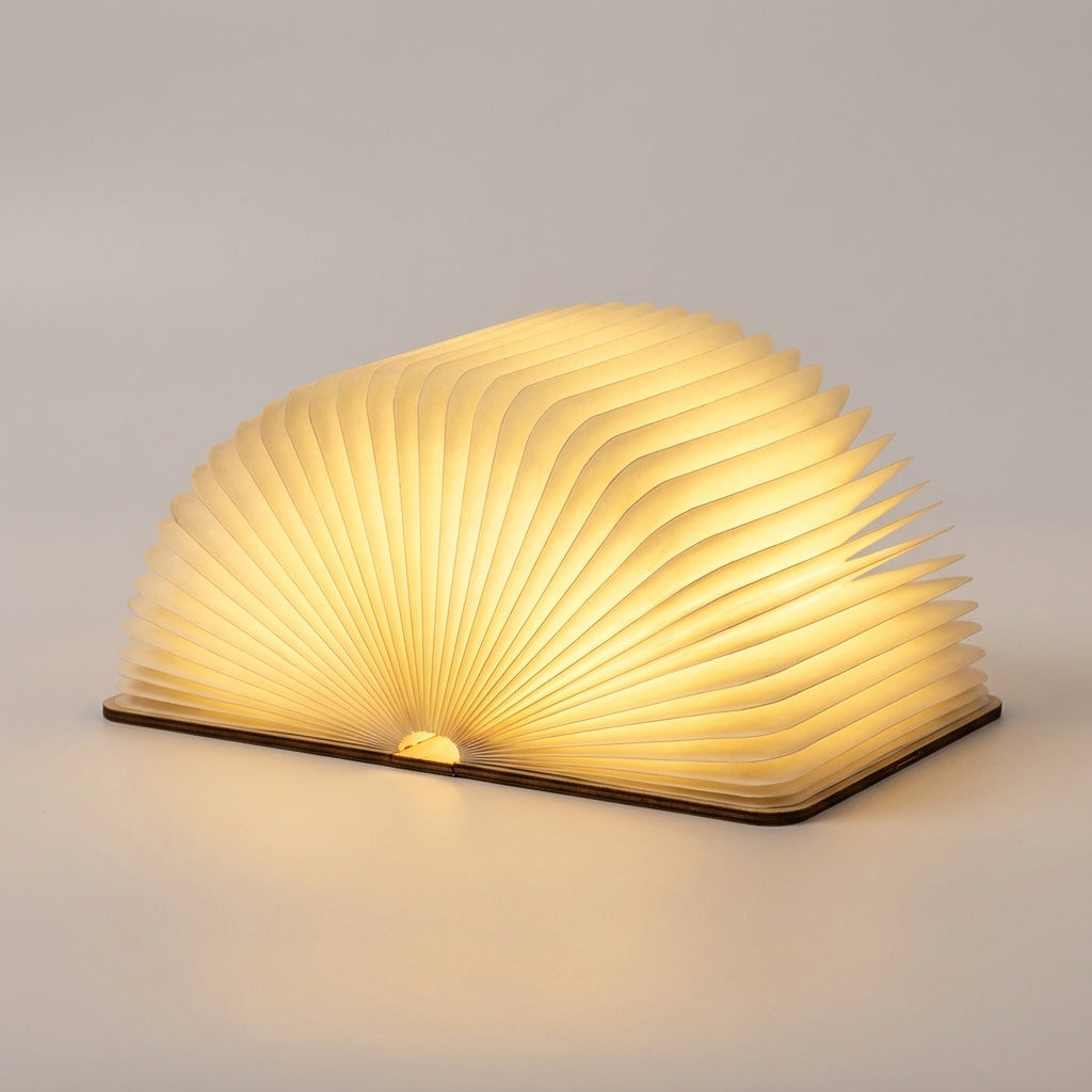 Table Lamp Wood Paper 22.0 cm Warm White Bedroom Book Light Rechargeable USB Touch Dimmable Decorative Reading Lamp | Thomler