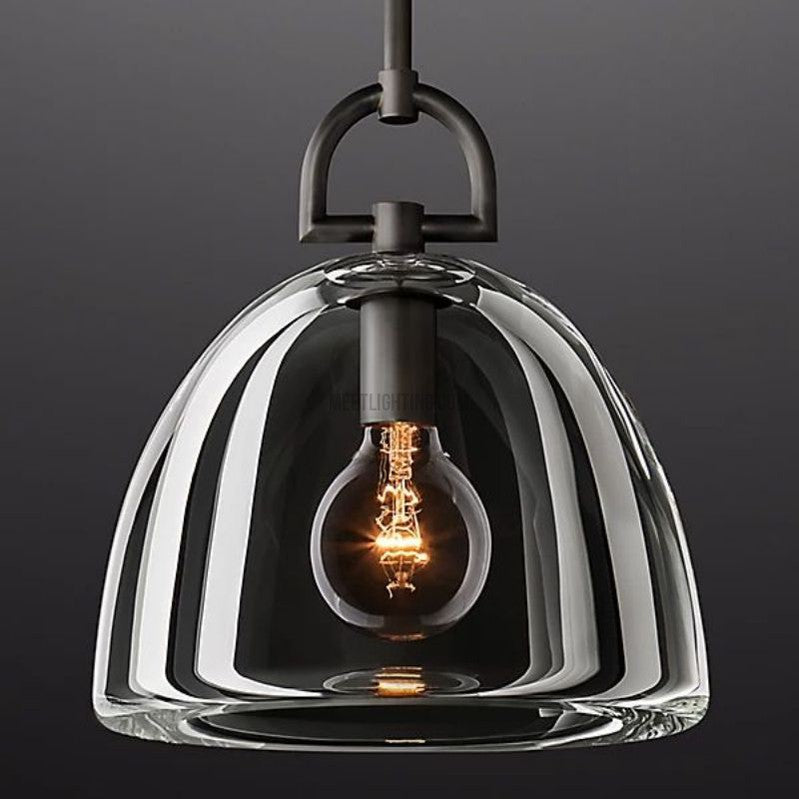 Glass Dome Hanging Light Fixture Adjustable Height Kitchen Island Pendant 7-14 Inch Ceiling Downlight | Thomler