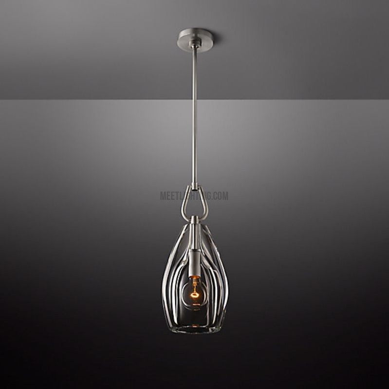 Crystal Glass Cylinder Pendant Light Adjustable Height Brass Nickel Bronze Finish Dining Room Kitchen Island | Thomler
