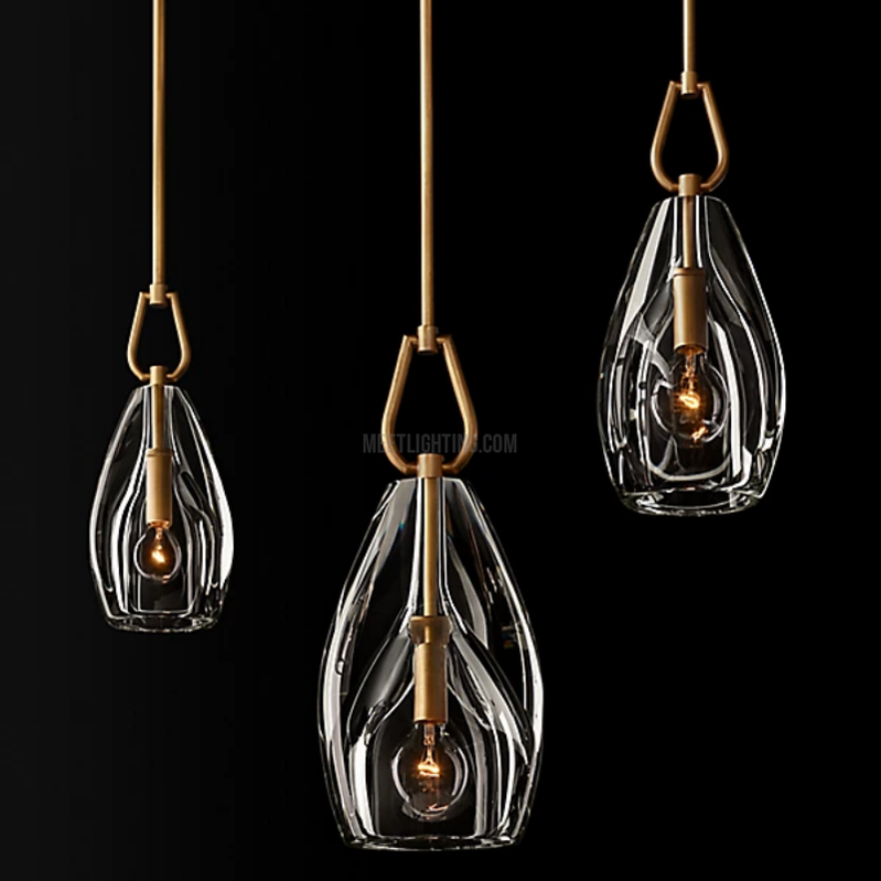 Crystal Glass Cylinder Pendant Light Adjustable Height Brass Nickel Bronze Finish Dining Room Kitchen Island | Thomler