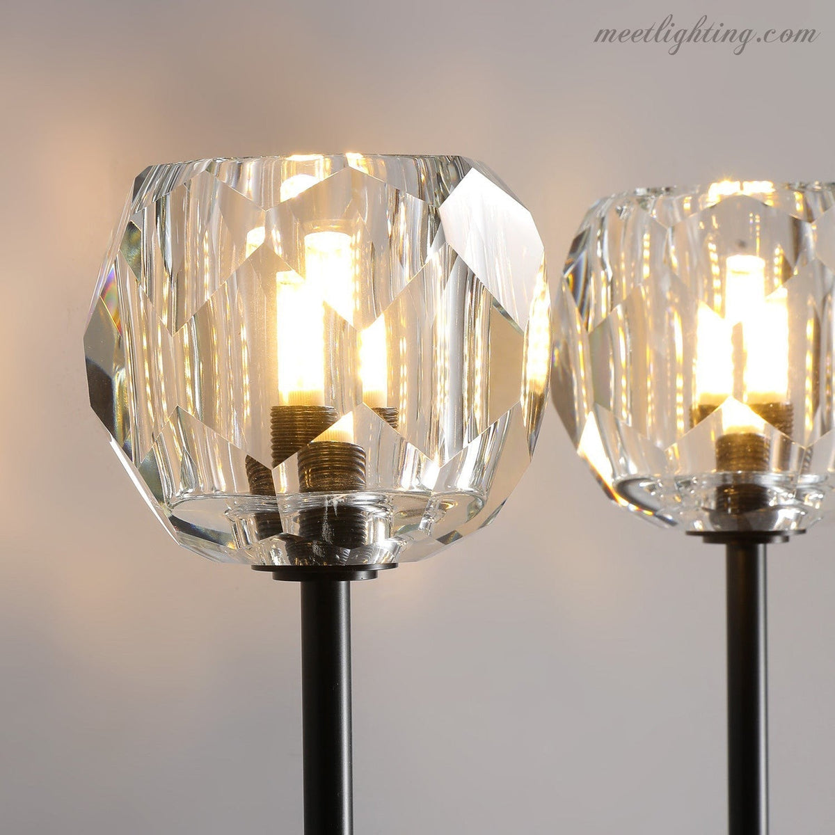 Crystal Globe Double Sconce Wall Light in Brass or Nickel – Two-Bulb Fixture for Living Room & Hallway | Thomler