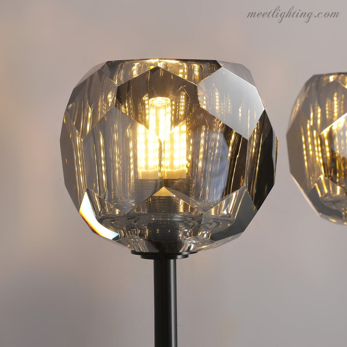 Crystal Globe Double Sconce Wall Light in Brass or Nickel – Two-Bulb Fixture for Living Room & Hallway | Thomler