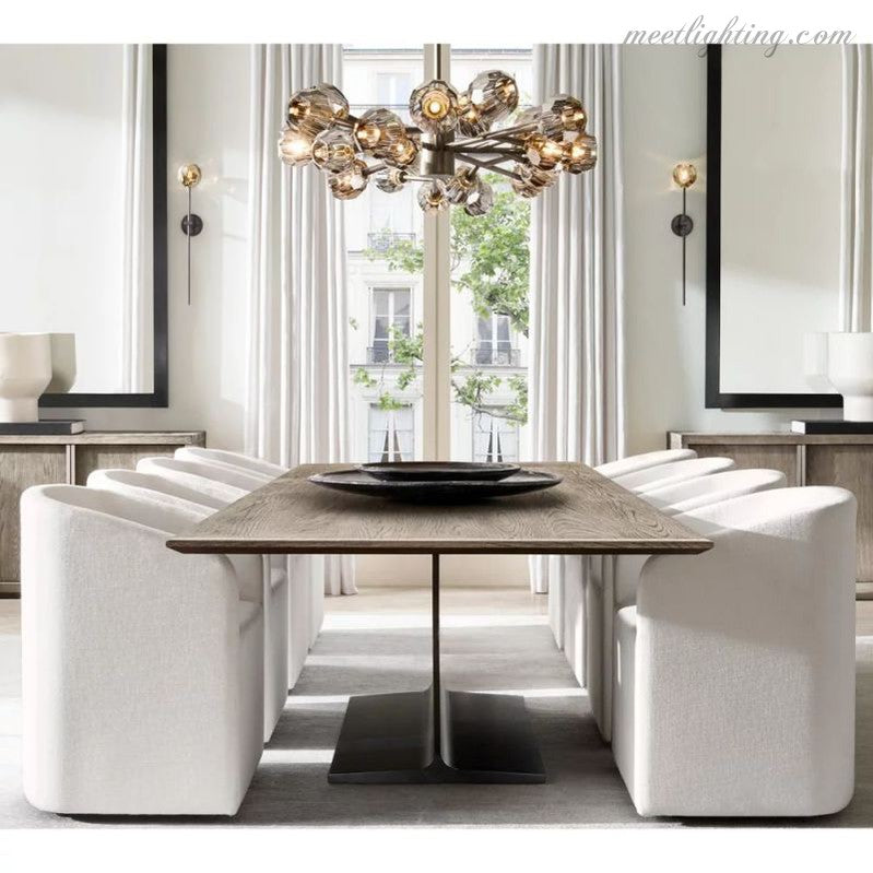 Crystal Globe Wall Sconce Light Fixture Brass Hardware 28 Inch Tall Dimmable for Hallway Bedroom Entryway Dining Room | Thomler