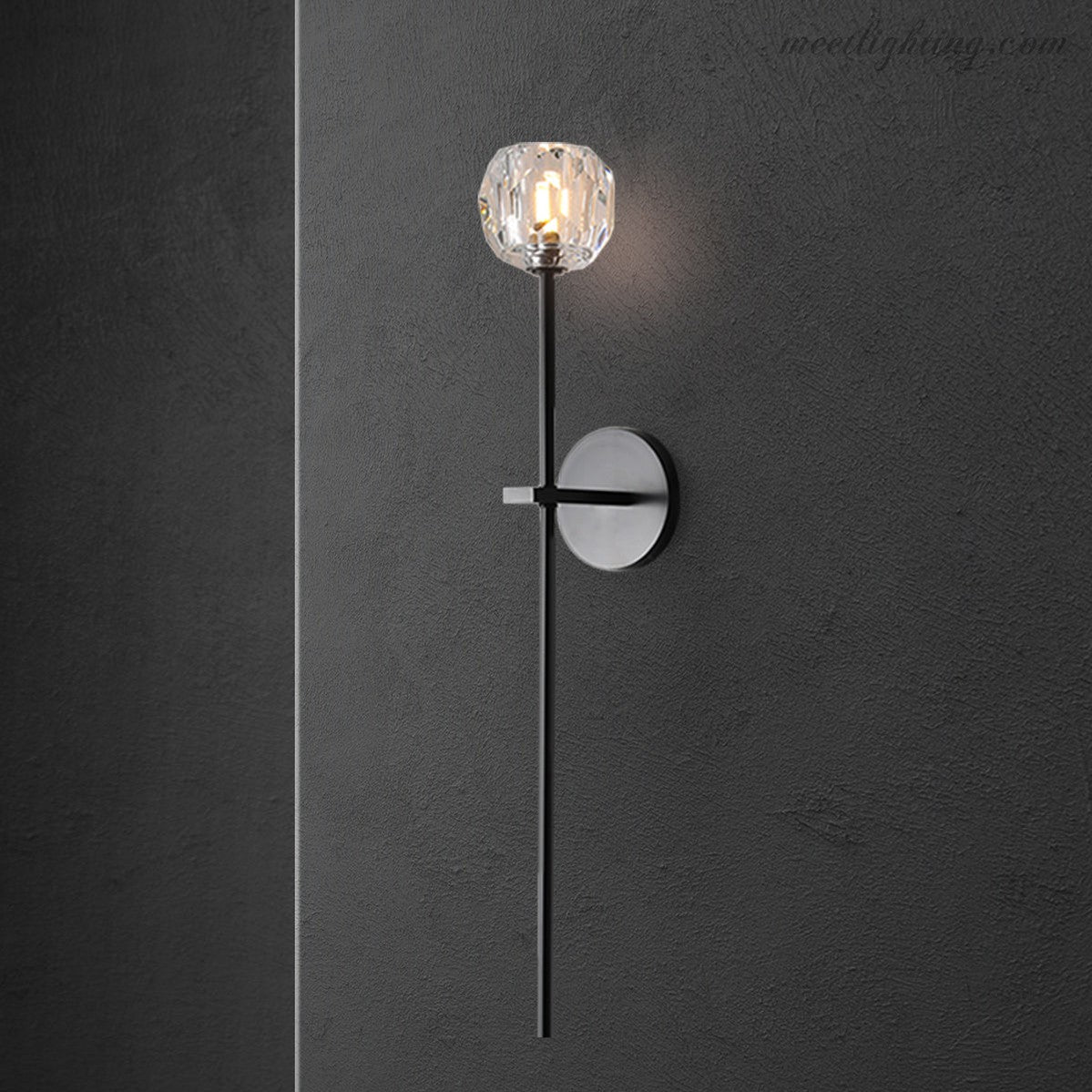 Crystal Globe Wall Sconce Light Fixture Brass Hardware 28 Inch Tall Dimmable for Hallway Bedroom Entryway Dining Room | Thomler