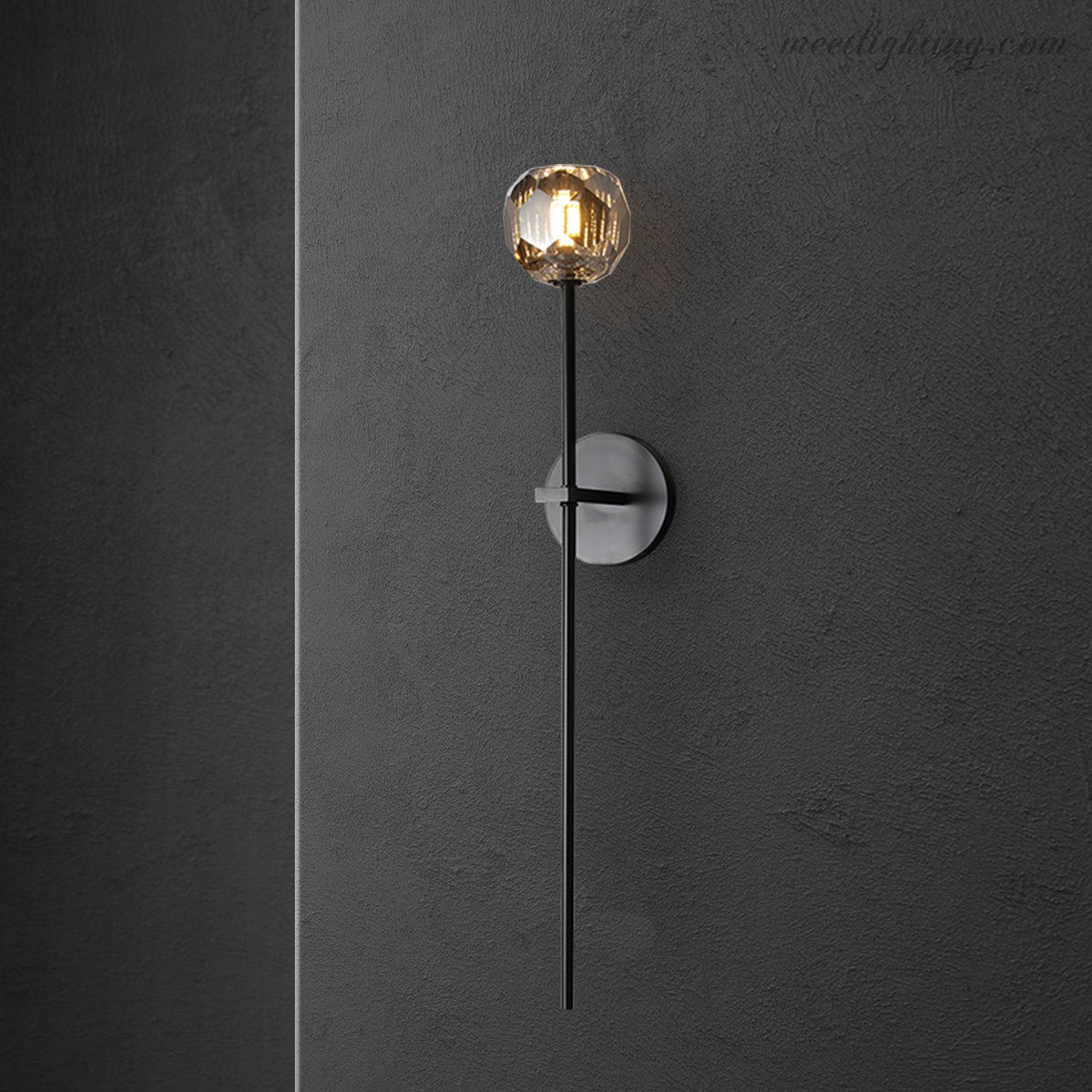 Crystal Globe Wall Sconce Light Fixture Brass Hardware 28 Inch Tall Dimmable for Hallway Bedroom Entryway Dining Room | Thomler