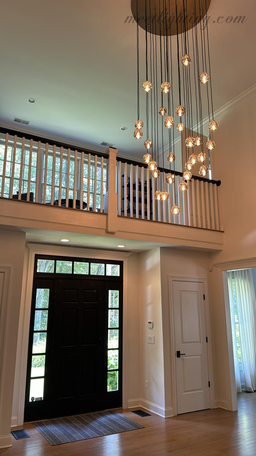 10-Light Crystal Globe Cluster Chandelier 14 Inch Dining Room Foyer Entryway Ceiling Fixture Adjustable Height Brass Nickel Black | Thomler
