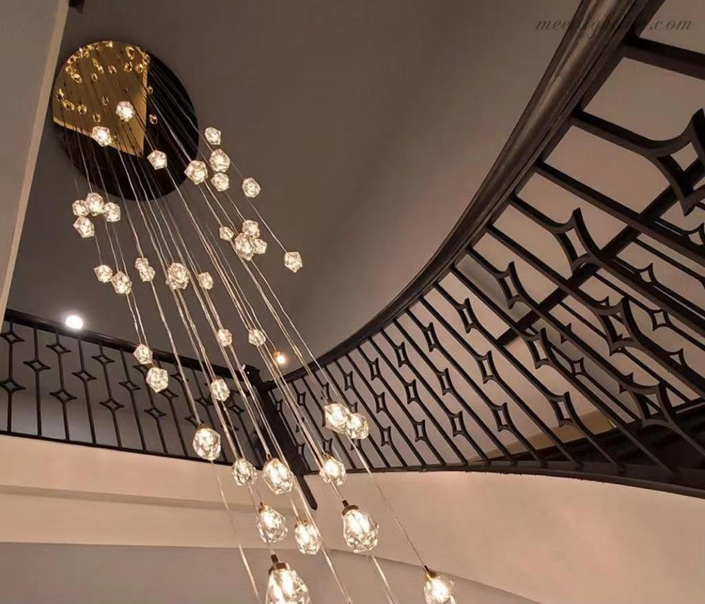 10-Light Crystal Globe Cluster Chandelier 14 Inch Dining Room Foyer Entryway Ceiling Fixture Adjustable Height Brass Nickel Black | Thomler