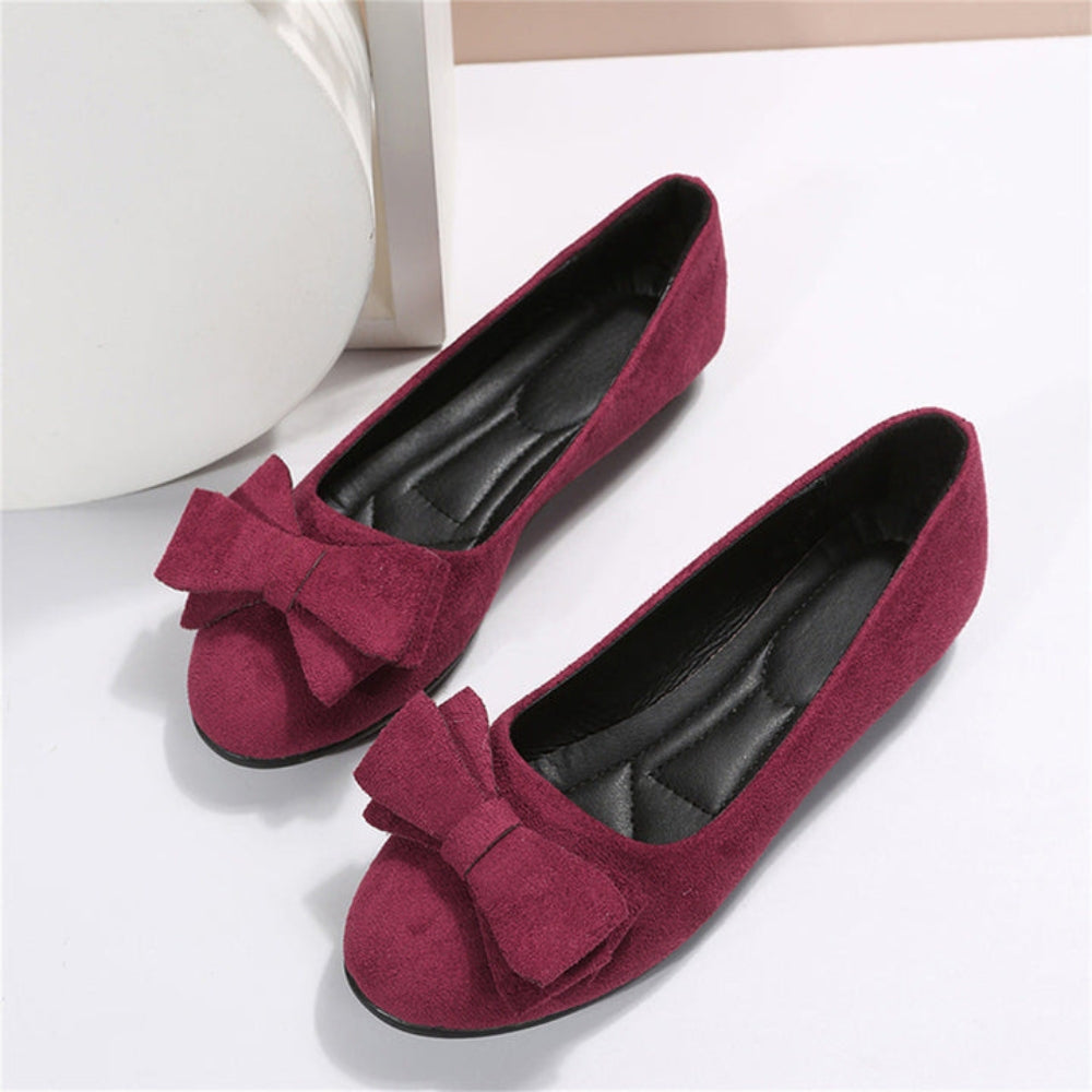 Women's Cushioned Slip-On Flats with Ribbon Accent & Rounded Toe | Everyday Comfort Ballet Shoe for Work, Office & Casual Wear | Thomler