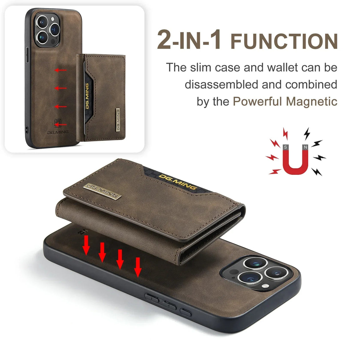 Snap-Off Wallet Case for iPhone – Magnetic 2-in-1 Design with Card Slots & Kickstand | Thomler