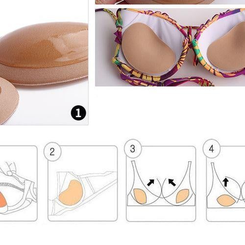 Swimsuit Insert Pads with Adhesive Back for Bikini Tops & Bras | Waterproof Push-Up Foam Enhancers for Women | Reusable Breathable Cups | Thomler