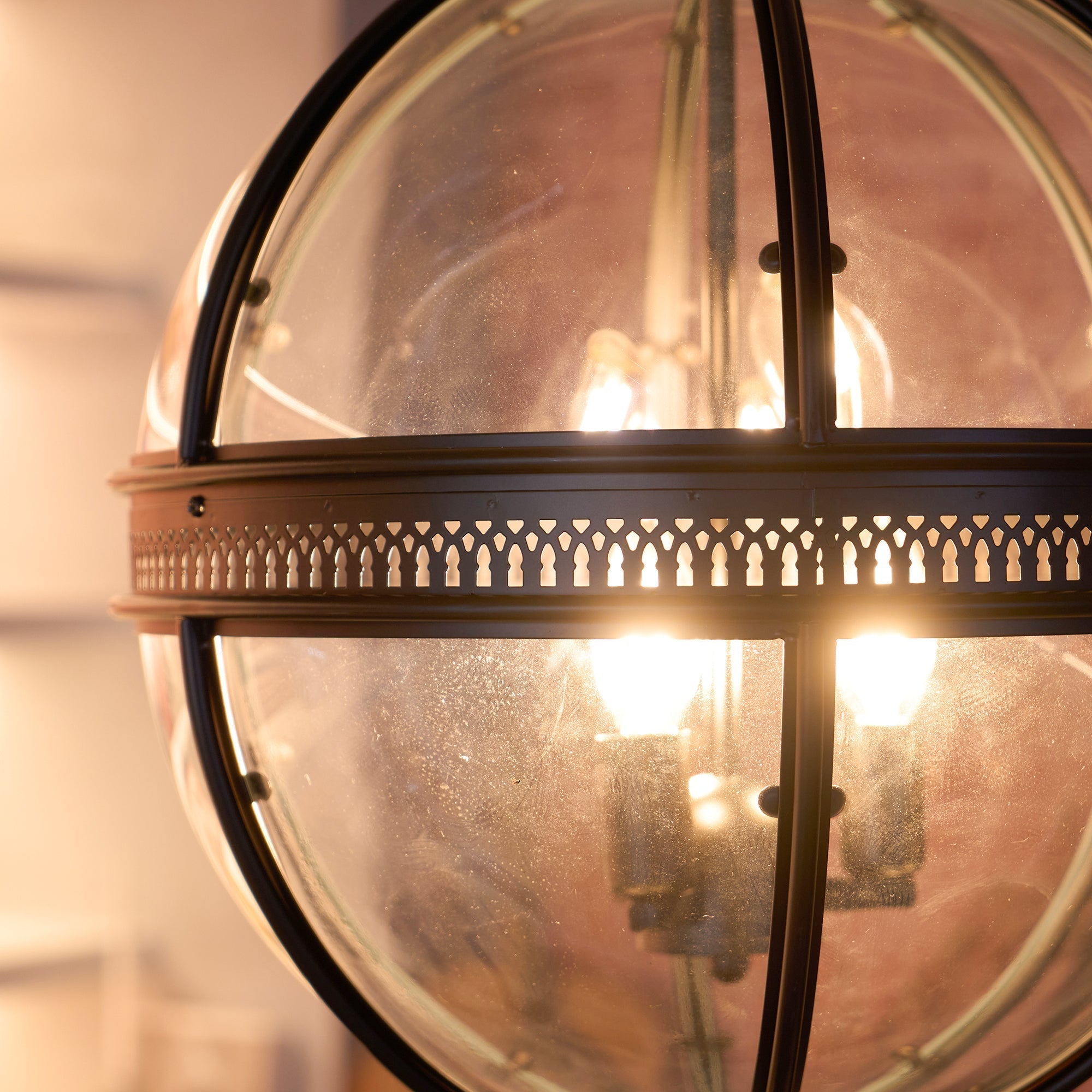Pendant Light Glass Globe E12 Metal Frame Vintage Indoor Dining Room Hanging Ceiling Fixture | Thomler
