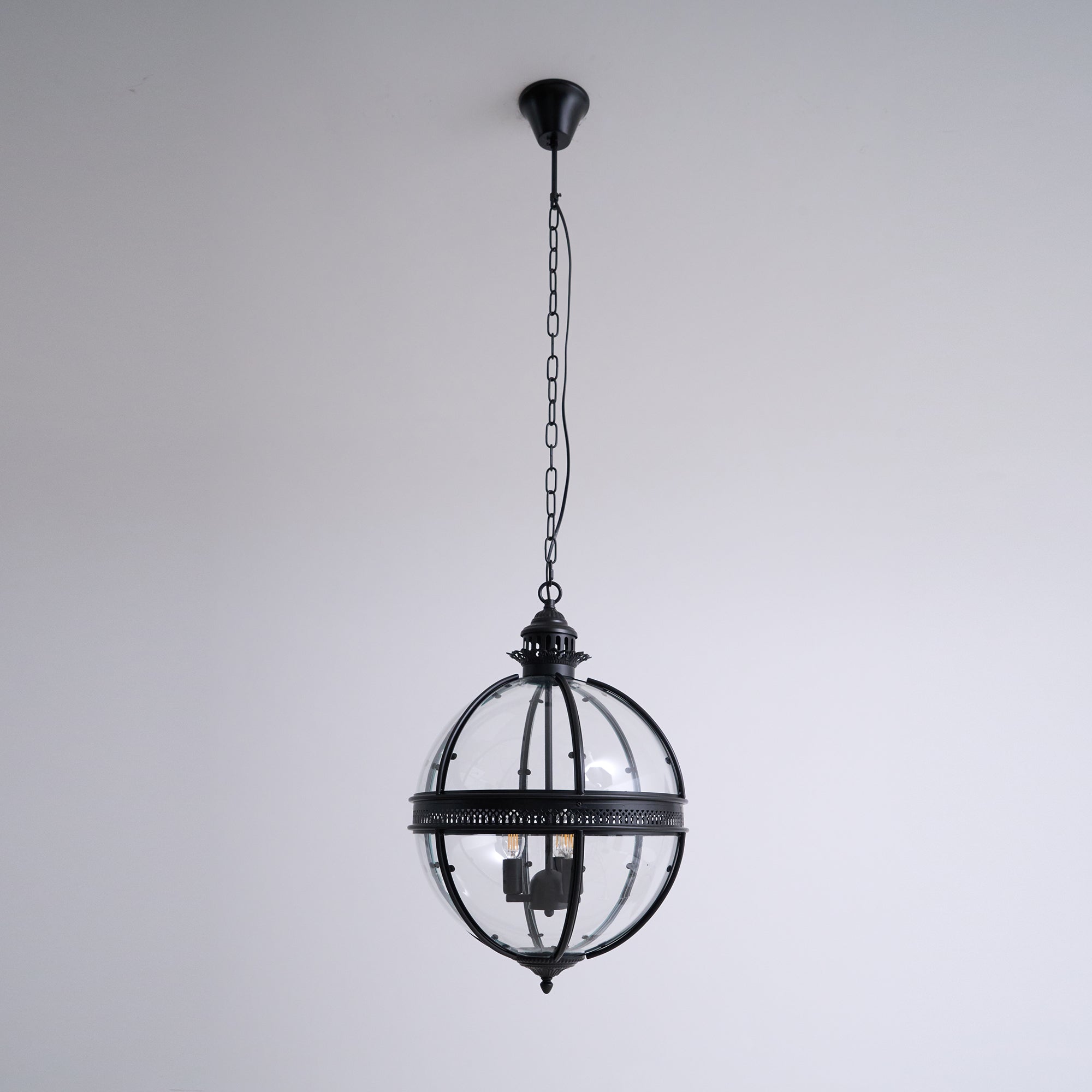 Pendant Light Glass Globe E12 Metal Frame Vintage Indoor Dining Room Hanging Ceiling Fixture | Thomler