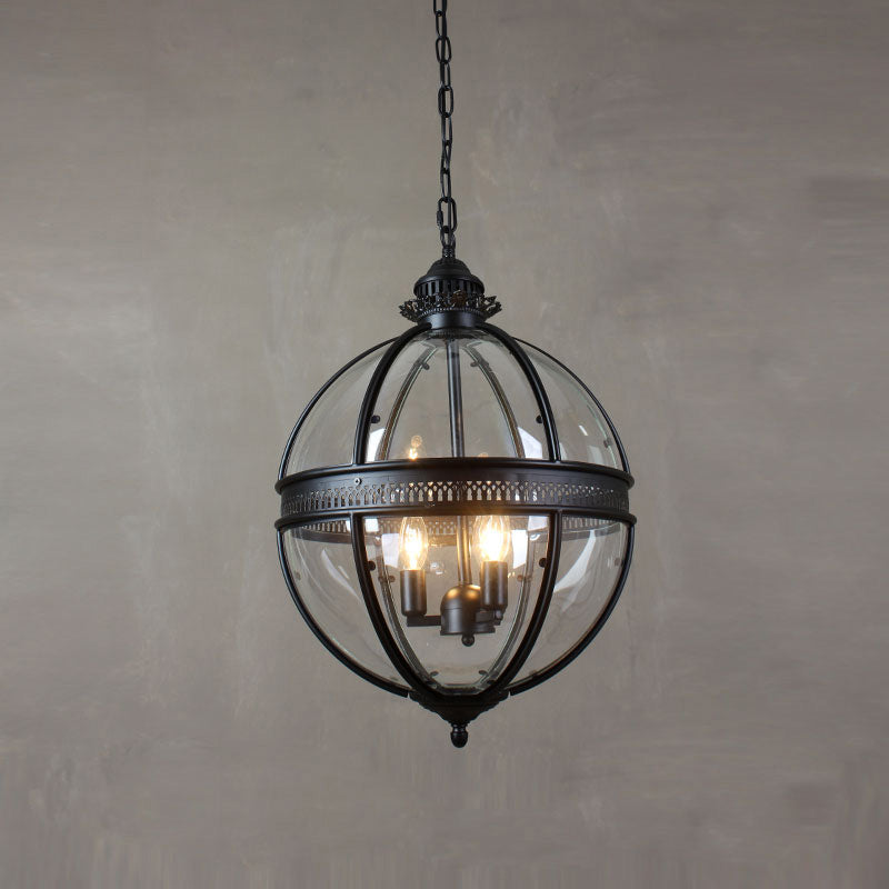 Pendant Light Glass Globe E12 Metal Frame Vintage Indoor Dining Room Hanging Ceiling Fixture | Thomler