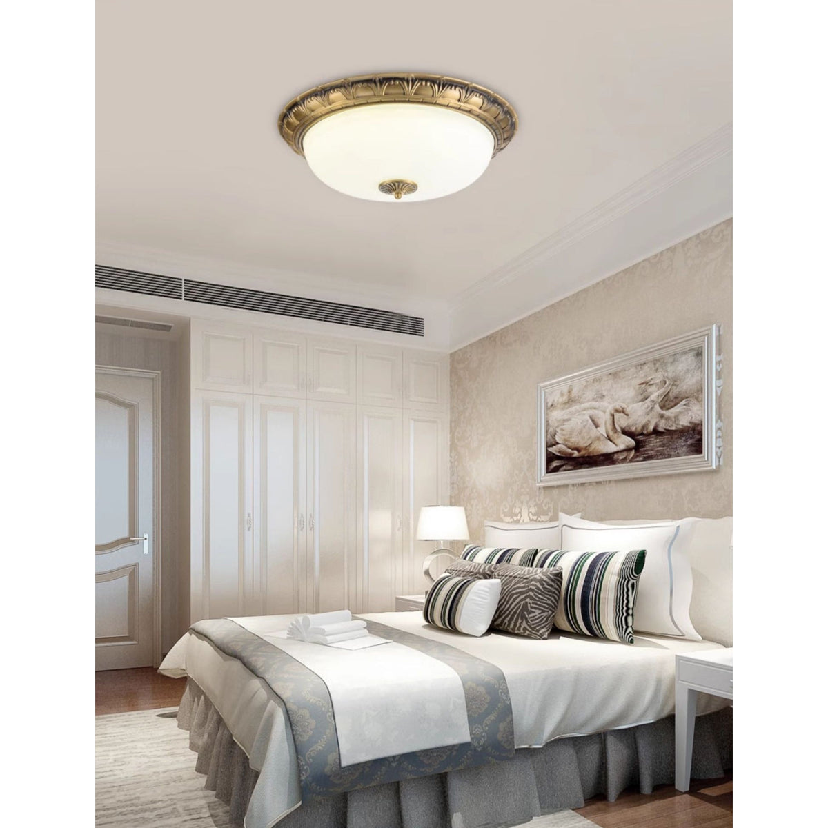 Flush Mount LED Ceiling Light with Glass Dome – Metal Frame, Multiple Sizes for Living Room & Bedroom | Thomler